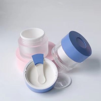 15/30/50g Duidelijke dubbelwandige cosmetische crème pot met ingebouwde hygiënische lepel voor vochtinbrengende crème, gezichtsmasker en huidverzorging