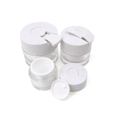 15/30/50g Duidelijke dubbelwandige cosmetische crème pot met ingebouwde hygiënische lepel voor vochtinbrengende crème, gezichtsmasker en huidverzorging