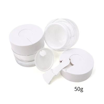 15/30/50g Duidelijke dubbelwandige cosmetische crème pot met ingebouwde hygiënische lepel voor vochtinbrengende crème, gezichtsmasker en huidverzorging