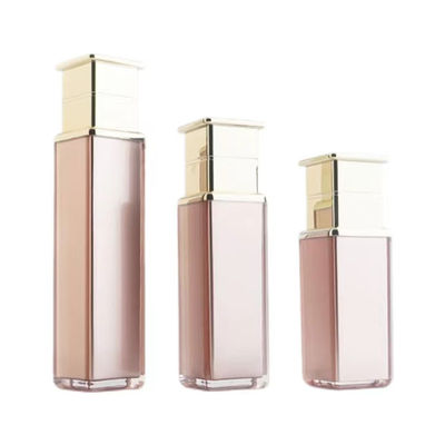 Luxe roze acryl lotion pompfles met gouden dop, lekkagebestendige cosmetische pompfles voor huidverzorging verpakking