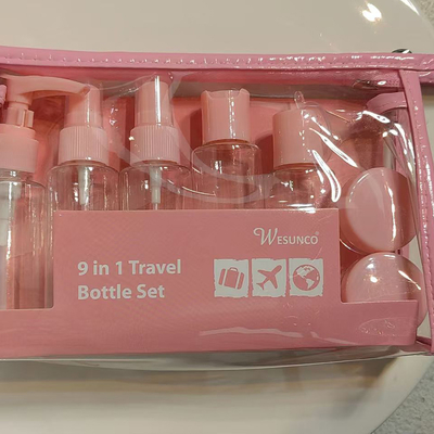 60 ml 9pcs Set Plastic Travel Set Fles Zipper Bag Set Cosmetische container Lotion Pump Spray Flip Cap Fles