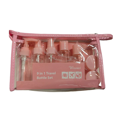 60ml 9-delige set plastic reisset fles container lotion pomp spray flip cap fles pot herbruikbaar