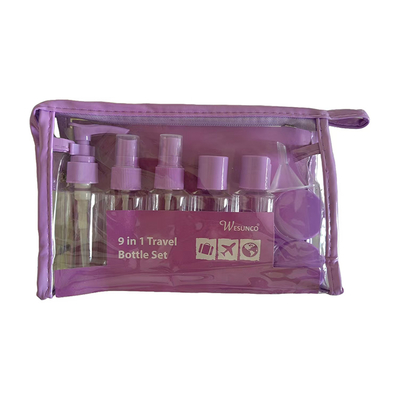 60ml 9-delige set plastic reisset fles container lotion pomp spray flip cap fles pot herbruikbaar