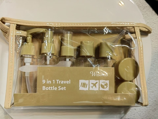60ml 9-delige set plastic reisset fles container lotion pomp spray flip cap fles pot herbruikbaar