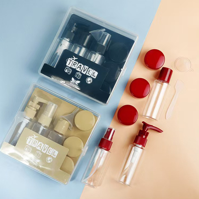 50ml 7-delige set plastic reisset flesje ritssluiting tas set cosmetica container spray flip cap