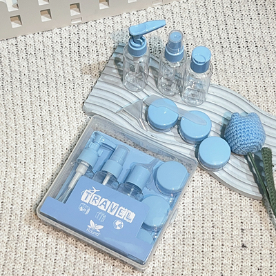 7-delige reisgrootte toiletartikelen set Persoonlijke fles Schroefdop Draagbare plastic spray