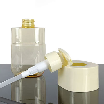 Vierkante Vorm met Hoge Kwaliteit Schouderhuls PET Cosmeticafles Grote Capaciteit 300ml Ondersteuning Maatwerk