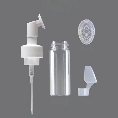 100ml Cosmetic Silicone Brush Foam Pump Bottle Reusable Plastic Dispenser for Facial Cleanser Soap Pump Dispenser Foaming Bottle
