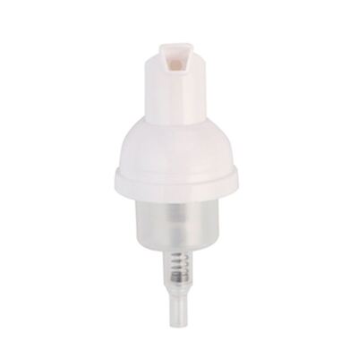 Witte schuimpomp dispenser met heldere beschermende dop voor cosmetische flessen