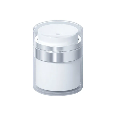 Airless Cream Jar 15g 30g 50g 100g Silver Electroplated Ring Clear Acrylic Outer Cosmetic Airless Pump Flasch Re-fillable Leeg Gezicht Creme Lotion Container Voor Huidverzorging Moisturizer