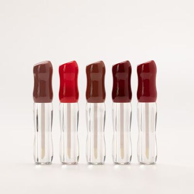 Lipgloss flessen zandloper gebogen vorm heldere lip glazuur buizen met applicator staven multi glanzende rode bruine muts hervulbare lip make-up containers voor lip olie lip gloss