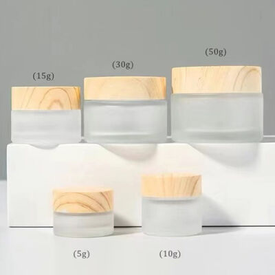 5g 10g 15g 30g 50g lege glazen potten met bevroren crème hervulbare cosmetica natuurlijke hout waterdichte opslag voor reizen voor oogcrème gezicht masker huidverzorging