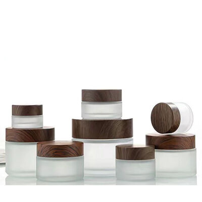 5g 10g 15g 30g 50g Lege Matglas Crème Potten Cosmetische Natuurlijke Hout Lekvrije containers voor Oogcrème Gezichtsmasker Huidverzorging