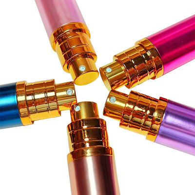 Luxe roze aluminium draagbare parfumspuitfles met metalen ring