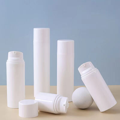 Aanpasbare Witte Snap Lock Airless Vacuümpomp Fles Huidverzorging Lotion Serum 30/50/75ml Container Custom Logo Kleur
