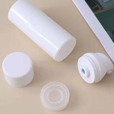 Aanpasbare Witte Snap Lock Airless Vacuümpomp Fles Huidverzorging Lotion Serum 30/50/75ml Container Custom Logo Kleur