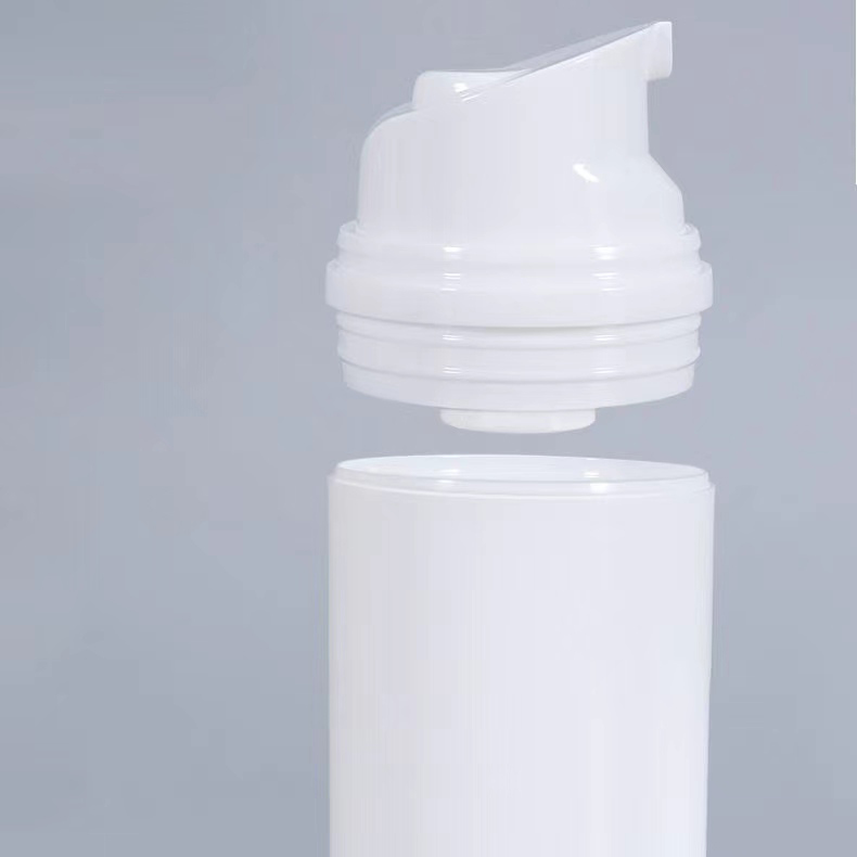 Witte Kleur Crimp Pomp Airless Dispenser Fles Met 30ml 50ml 80ml 100ml Ondersteuning Maatwerk