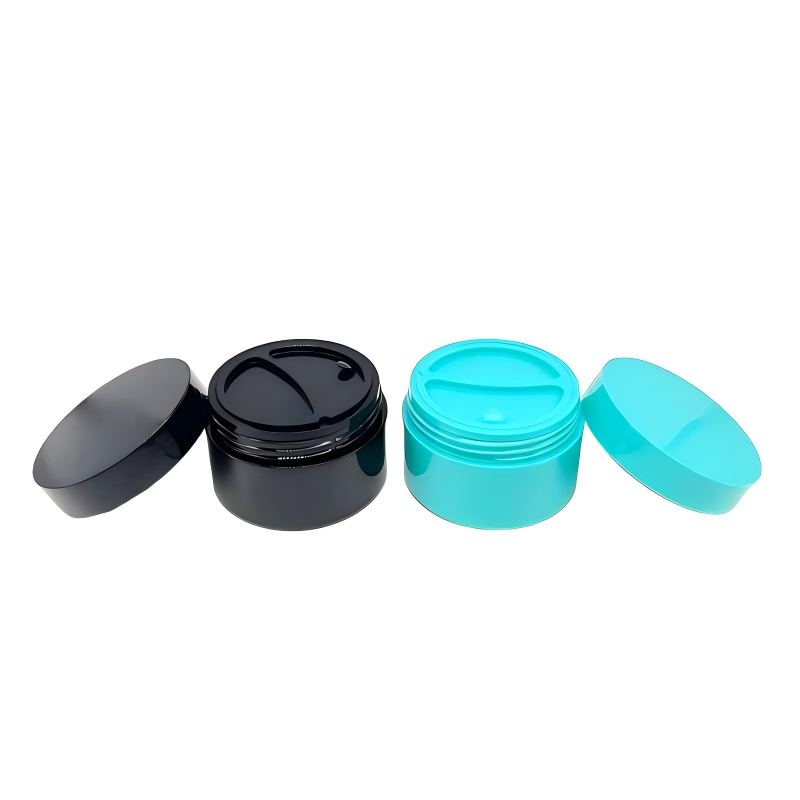 Eco-vriendelijk 50g+50g Matt oppervlak Dubbellaag Creme Jar Met Lepel