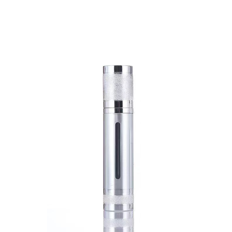 Silver Aluminum 33mm Diameter Plastic Airless Bottle with 15ml 30ml 50ml Support Customization