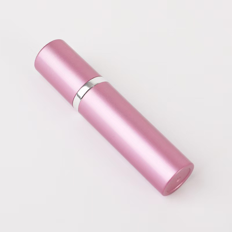 Luxe roze aluminium draagbare parfumspuitfles met metalen ring